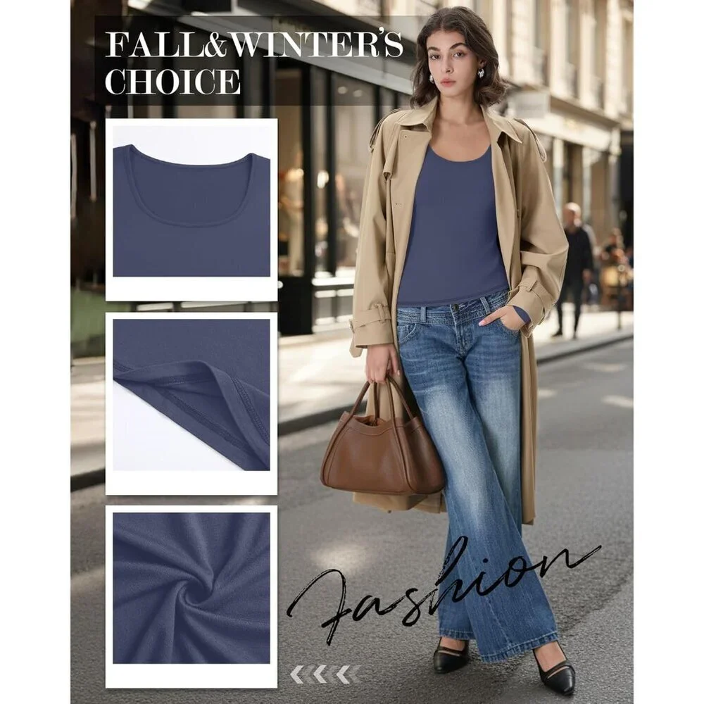Women's Long Sleeve Shirts 3 Pack Cotton Polyester Spandex Slim Fit Casual Top